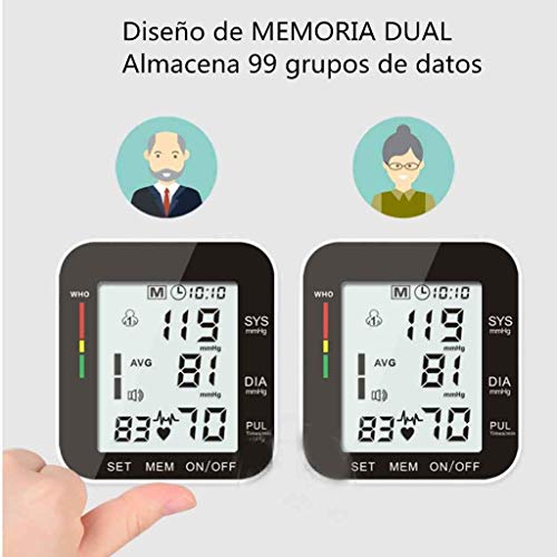 COOLEAD Tensiómetro de Muñeca, Tensiómetro Digital de Muñeca Automático Portátil con Gran Pantalla/Memoria(2x99)/Medición Precisa en Hogar Viaje para Padres