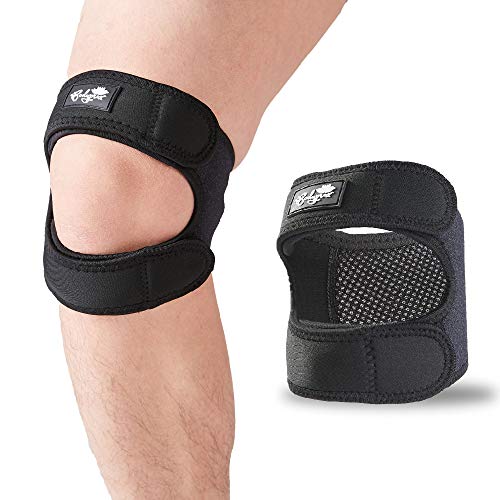 Correa de apoyo para tendón rotuliano (grande) para aliviar el dolor de rodilla ajustable de neopreno para correr, artritis, puente, recuperación de lesiones de tenis, L