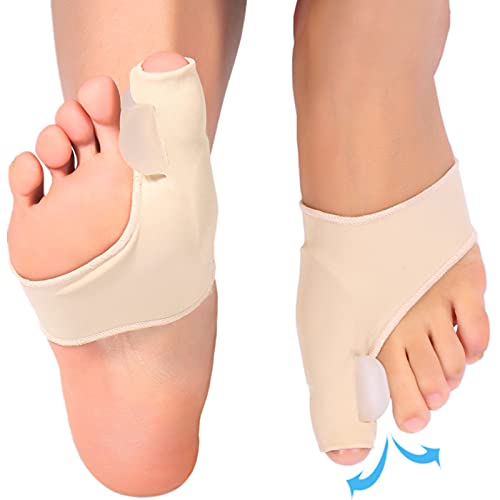 Corrector de Juanetes, Gel Protectores de Férula para Dedo Gordo del Pie Funda de Apoyo con Separadores de Silicona y Almohadilla para Aliviar el Dolor de Hallux Valgus día y Noche