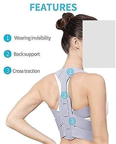 Corrector de postura de la espalda para hombres y mujeres, soporte ajustable para la columna vertebral, corrección de la postura lumbar del hombro, talladora del cuerpo del corsé (color: gris, tamaño: