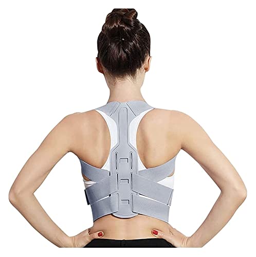 Corrector de postura de la espalda para hombres y mujeres, soporte ajustable para la columna vertebral, corrección de la postura lumbar del hombro, talladora del cuerpo del corsé (color: gris, tamaño: