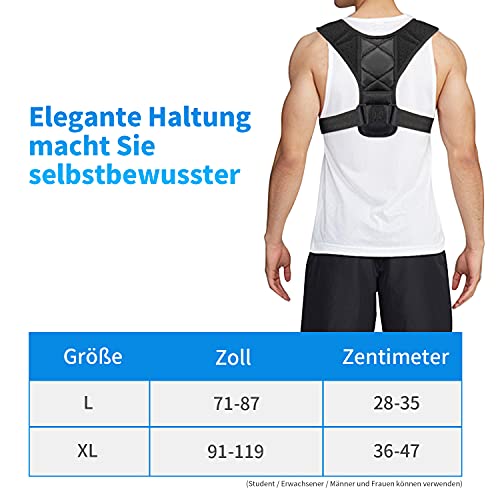 Corrector de Postura Espalda y Hombros para Hombre y Mujer, Ajustable Espalda Recta Soporte,Correctores Postural Faja para Alivia Dolor en Cuello, Dolores Dorsales,Thoraciques,Espalda y Hombros(L-XL)