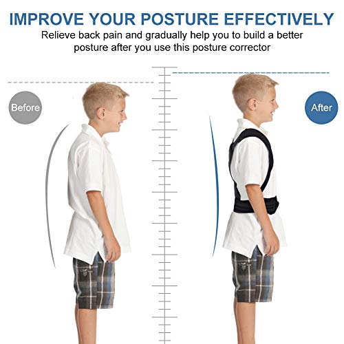 Corrector de Postura, Férulas de Espalda con Hombreras Ajustables para Adolescentes, Brindan Soporte para la Columna y Mejoran la Postura de Los Niños (L: 71-82CM)