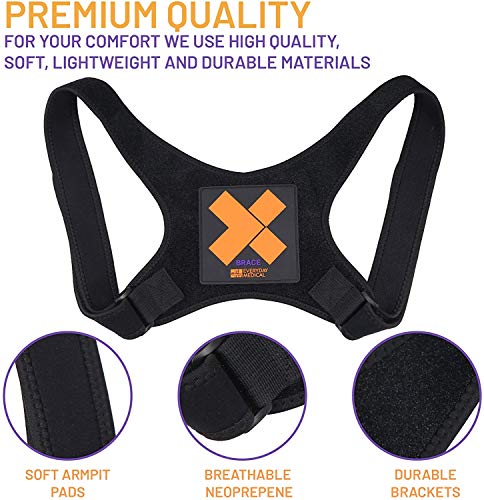 Corrector de Postura X Brace para Hombres y Mujeres por Everyday Medical I Soporte Ajustable para Mejorar Postura I Reducir el Dolor de Hombros y Espalda I Soporte de Corrección de Postura Discreta