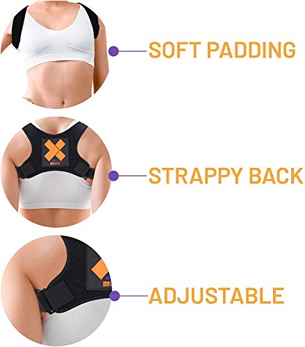 Corrector de Postura X Brace para Hombres y Mujeres por Everyday Medical I Soporte Ajustable para Mejorar Postura I Reducir el Dolor de Hombros y Espalda I Soporte de Corrección de Postura Discreta