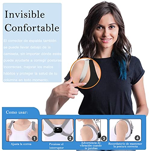 Corrector Postura Espalda Inteligente,Soporte de Espalda Con Sensor Inteligente para Hombres Mujeres y Niños,Órtesis de Espald con Display,Ajustable y Transpirable,Corrección de Cifosis Científica