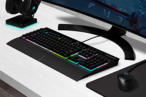 Corsair K55 RGB PRO XT Teclado para Juegos con Teclas de Membrana, Retroiluminación RGB Dinámica, 6 Teclas Macro con Integración el Software Elgato, Resistencia al Polvo y los Derrames, QWERTY, Negro