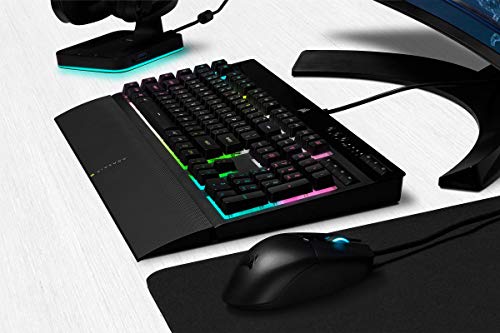 Corsair K55 RGB PRO XT Teclado para Juegos con Teclas de Membrana, Retroiluminación RGB Dinámica, 6 Teclas Macro con Integración el Software Elgato, Resistencia al Polvo y los Derrames, QWERTY, Negro