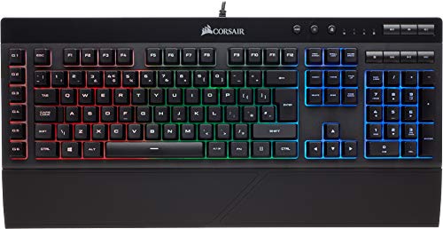 Corsair K55 RGB Teclado para Juegos con Teclas de Membrana, Retroiluminación RGB Dinámica, 6 Teclas Macro con Integración el Software Elgato, Resistencia al Polvo y los Derrames, QWERTY, Negro