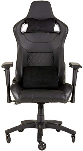 Corsair T1 Race Silla de Oficina, para Videojuegos, Polipiel, fácil de ensamblar, giratoria ergonómica, Altura Ajustable y reposabrazos 4D, Asiento cómodo y reclinable, Negro, 134 x 58 x 58 cm