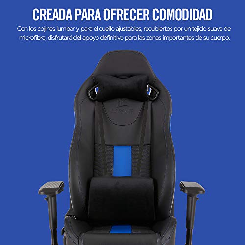 Corsair T2 Road Warrior Silla de Oficina, para Videojuegos Polipiel, Fácil De Ensamblar, Giratoria Ergonómica, Altura Ajustable Y Reposabrazos 4D, Asiento Ancho Y Cómodo con Reclinador Alto, Azul