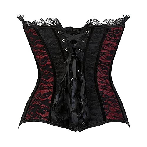 Corset Corsé Mujer Lady Palace Court Cintura De Encaje Body Sculpting Sexy Overbust Corset S-6Xl-Black_M