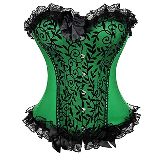 Corset Corsé Mujer Moda Encaje Recorte Sexy Overbust Corsets Ladies Fajas Body Sculpting Tops-Green_4XL