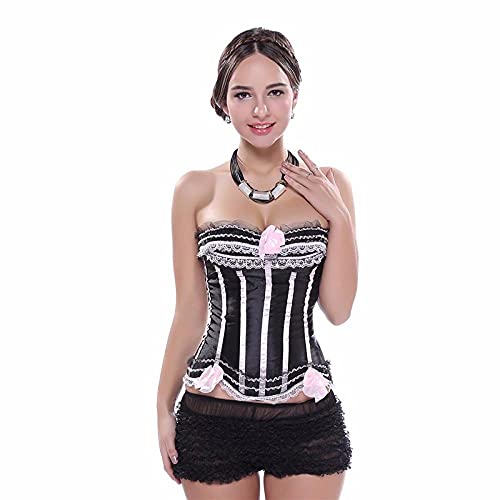 Corset Corsé Mujer Moda para Mujer Lencería A Rayas Copa Body Shaping Tops Lazo De Encaje Sexy Overbust Corset Tallas Grandes S-6Xl-Purple_5XL