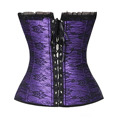 Corset Corsé Mujer Mujeres Palace Floral Sexy Overbust Corsets Cremallera Lateral Encaje Body Shaper Top-Black_4XL