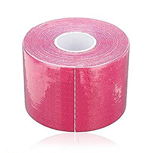 Cosanter Cinta elástica para kinesiología, 5 m x 5 cm, para lesiones musculares, soporte para fisioterapia, 1 rollo (rosa)