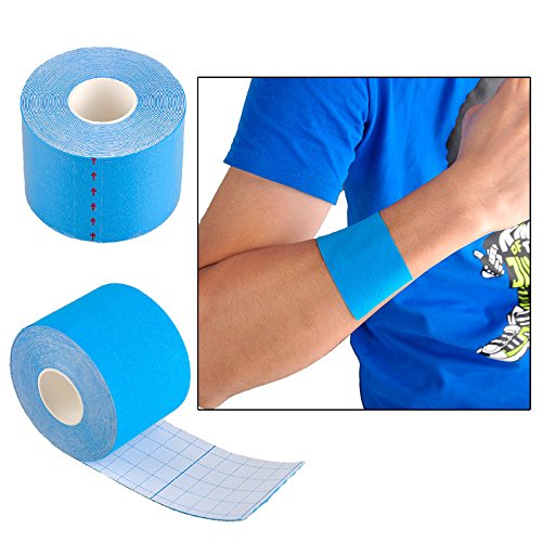 Cosanter Cinta elástica para kinesiología de 5 m x 5 cm, para lesiones musculares y fisioterapia, 1 rollo (azul)