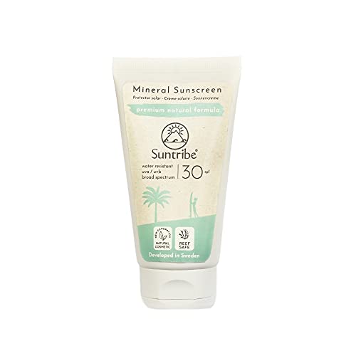 Crema Solar Mineral Cuerpo & Cara Suntribe - FPS 30 - Biodegradable - Òxido de Zinc (Filtro UV Mineral) - Resistente al agua - 8 Ingredientes - Nuevo: less visible (60 ml)