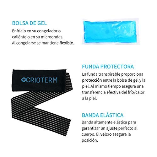 CRIOTERM - Bolsa de gel + Banda Multiuso Reutilizable - Terapia de Frío y Calor para el Tratamiento de Lesiones y Alivio del Dolor.