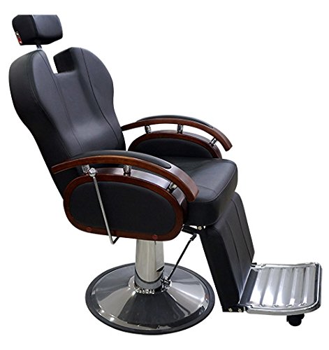 Crisnails® Sillones de Peluquería, Sillón de Barbero, Silla Profesional de Peluquería, Giratoria y Reclinable, Equipo para Peluquería, Salón de Belleza, SPA y Estilista (S19 Negro)