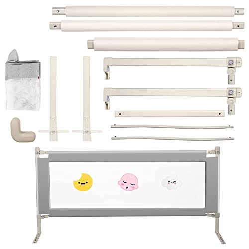 Crtkoiwa 180 cm Barandillas para Camas NiñO,ElevacióN Vertical Silenciosa de 66cm-93cm,Barrera Cama de Seguridad Anti-CaíDa,Se Puede Subir y Bajar Unilateralmente,FáCil de Instalar