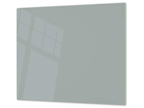 Cubre vitrocerámica y tabla de cortar de cristal templado – Superficie de vidrio templado resistente – UNA PIEZA (60 x 52 cm) o DOS PIEZAS (30 x 52 cm); D18 Serie de colores: ZA Gris Medio