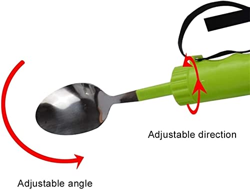 Cuchara de agarre fácil con correa de muñeca,Ayudas de alimentación antideslizante Utensilios de consumo adaptable Vajilla for personas mayores Discapacidad Trazo Parkinson Artritis discapacitada