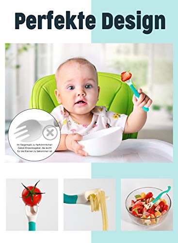 Cuchara para bebé con maletín de viaje, cuchara de bebé flexible para niños pequeños, cuchara de entrenamiento para la alimentación de los niños, con mango antideslizante, resistente al calor