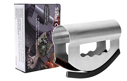 Cuchillo para picar ensaladas con doble hoja - Cortador de mezzaluna afilado de acero inoxidable y picador para la cocina en casa - Cortador de mano mecedora multiuso para