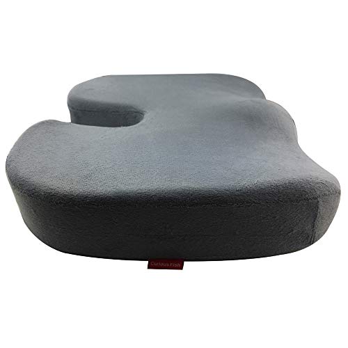 Curious Fish Coccyx Asiento Cojín Pura Memoria Espuma Ortopédica para Dolor Espalda Lesión Cola Ciática Hemorroides Alivio Dolor pélvico Almohadilla Oficina Sillón reclinable Silla de Ruedas