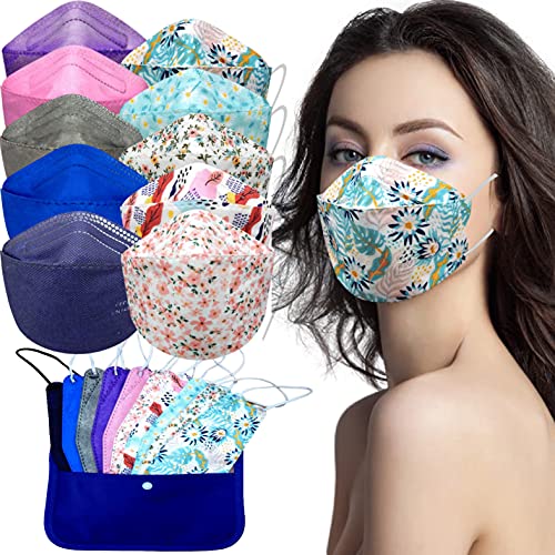 Cussi - 10x/20x Mascarilla Protectora FFP2 NR Adulto 5 capas Colores Variados (forma de Pez) + Mask Case color aleatorio (20)