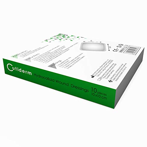 Cutiderm Vendaje para heridas adhesivo hidrocoloide estéril para cortes, rasguños, quemaduras de espesor parcial y superficial, úlceras por presión y venosas en piernas Pack de 10