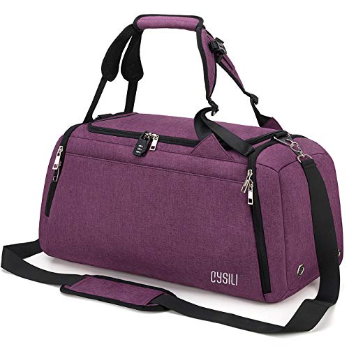 CySILI Bolsa de Deporte con Compartimento para Zapatos y Bolsillo Mojado, Bolsa de Gimnasio Impermeable para Hombres y Mujeres, Viaje Duradero con Cerradura de combinación