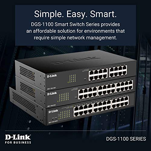 D-Link DGS-1100-26MPV2, Switch Smart 26 Puertos Gigabit, Combo, PoE, Power Over Ethernet, Gestión Web, Layer 2, VLAN, sin Ventilador, IGMP Snooping, VoIP VLAN, QoS, Seguridad Red, Montaje Rack