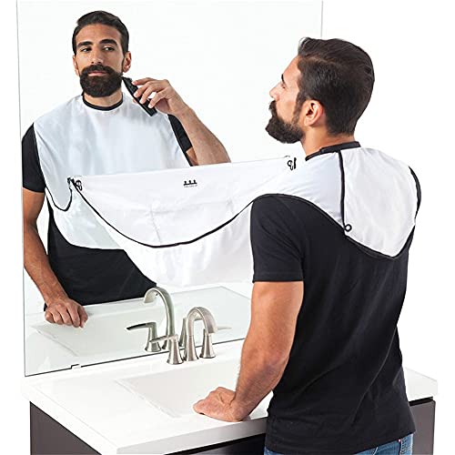 DALIANMAO Babero Babero Delantal -, Tela de Aseo de Barba de Barba Antiadherente, Impermeable, con 4 ventosas, Mejores Regalos para Hombres (Color : Black (with Hook))