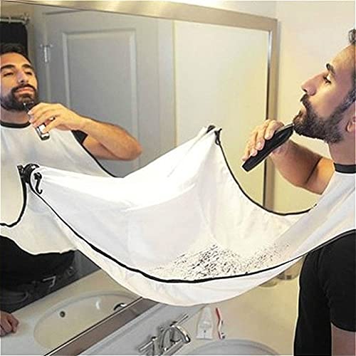 DALIANMAO Babero Babero Delantal -, Tela de Aseo de Barba de Barba Antiadherente, Impermeable, con 4 ventosas, Mejores Regalos para Hombres (Color : Black (with Hook))