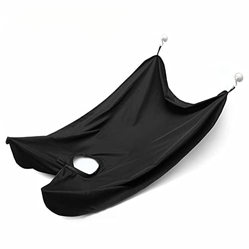 DALIANMAO Babero Babero Delantal -, Tela de Aseo de Barba de Barba Antiadherente, Impermeable, con 4 ventosas, Mejores Regalos para Hombres (Color : Black (with Hook))