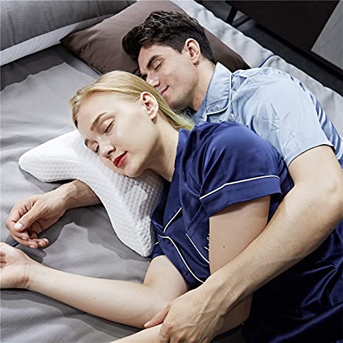 Dalina Textil Almohada Viscoelástica en formada Arqueada con Espuma de Memoria de presión para Alivio de Cervical(Almohoda para Cervical)