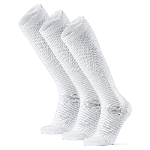 DANISH ENDURANCE Calcetines de Compresión de Algodón Orgánico Pack de 3 (Blanco, EU 35-38)