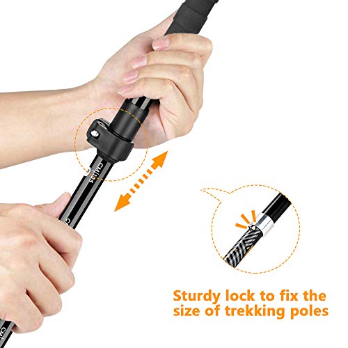 DASIAUTOEM Bastones Trekking, Bastones Marcha Nordica Bastón de Trekking de Alumini EVA Telescópicos Bastón Anti-Choque Senderismo Plegable para Camping Montañismo Caminar Mochilero Senderismo