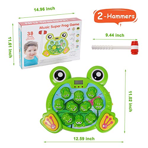 DDYX2020 Juego Interactivo de Golpear a Una Rana con 2 Martillos, Juguete de Desarrollo Temprano para Niños de 2,3,4,5,6,7,8 Años, Luz Musical Regalo Bebe Niño Niña