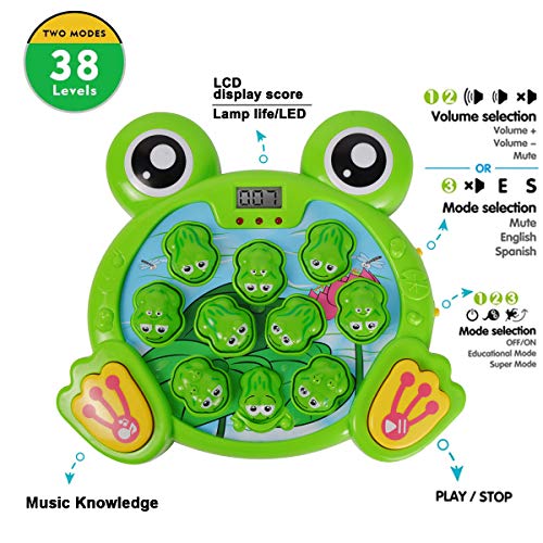 DDYX2020 Juego Interactivo de Golpear a Una Rana con 2 Martillos, Juguete de Desarrollo Temprano para Niños de 2,3,4,5,6,7,8 Años, Luz Musical Regalo Bebe Niño Niña