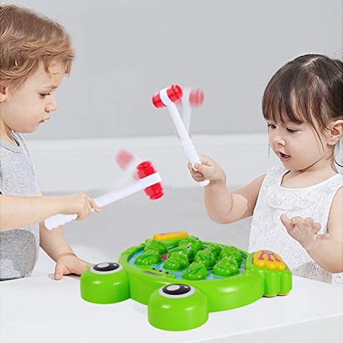 DDYX2020 Juego Interactivo de Golpear a Una Rana con 2 Martillos, Juguete de Desarrollo Temprano para Niños de 2,3,4,5,6,7,8 Años, Luz Musical Regalo Bebe Niño Niña