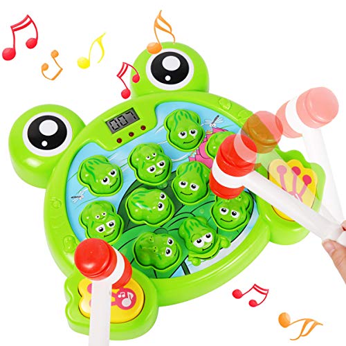 DDYX2020 Juego Interactivo de Golpear a Una Rana con 2 Martillos, Juguete de Desarrollo Temprano para Niños de 2,3,4,5,6,7,8 Años, Luz Musical Regalo Bebe Niño Niña