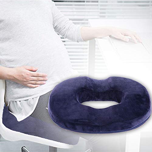 DELITLS Cojín de coxis de donut para tratamiento de hemorroides, almohada de próstata, embarazo, post natal, úlceras en la cama, coxis, ciática, 47 pulgadas (azul marino)