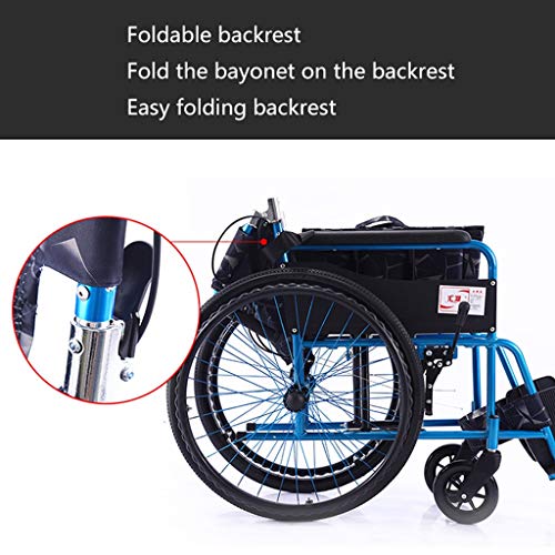 Deportes Silla de Ruedas Manual Plegable discapacitados Silla de Ruedas Ligera aleación de Aluminio Manual Deporte y Ocio Silla de Ruedas (Color : Blue)