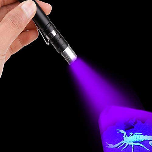 Detector de luz de la linterna Antorcha ultravioleta ultravioleta blanco púrpura para prueba Mini pluma UV linterna 395nm 2 en 1 linterna UV LED Fuente de luz Penlight Blacklight 2 (1 paquete)