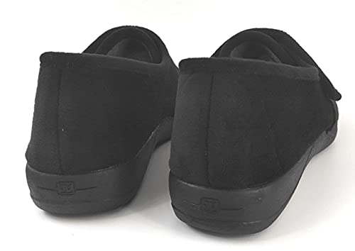 Devalverde - Zapatilla Mujer Pies Delicados Anatomica Flexible y Ligera con Velcro Invierno Calzado Personas Mayores (Calza Normal - Anchita) no para Pies Muy Hinchados (Negro Liso, Numeric_41)