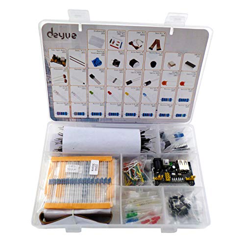 DEYUE Arduino Electronic Fun Kit Bundle | Kit de componentes electrónicos básicos | para Arduino, Raspberry Pi, STM32 | Módulo de fuente de alimentación, adaptador de alimentación, cable de puente y …