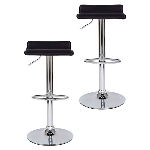 dibea BC00875 4 - Juego de 2 taburetes de Bar (Piel sintética, giratoria 360°, Altura Regulable), Color Negro